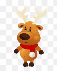 Cute Christmas Reindeer With Red Scarf - Christmas Reindeer Clipart Png,Reindeer Clipart Png