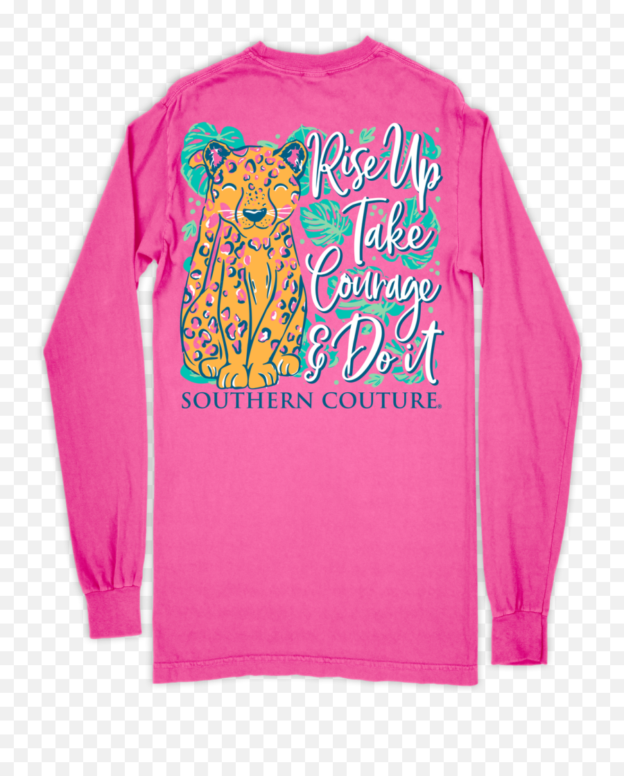 Southern Couture Rise Up Cheetah Neon Pink Ls - Girls Round Here Long Sleeve Png,Icon Cheetah Gloves