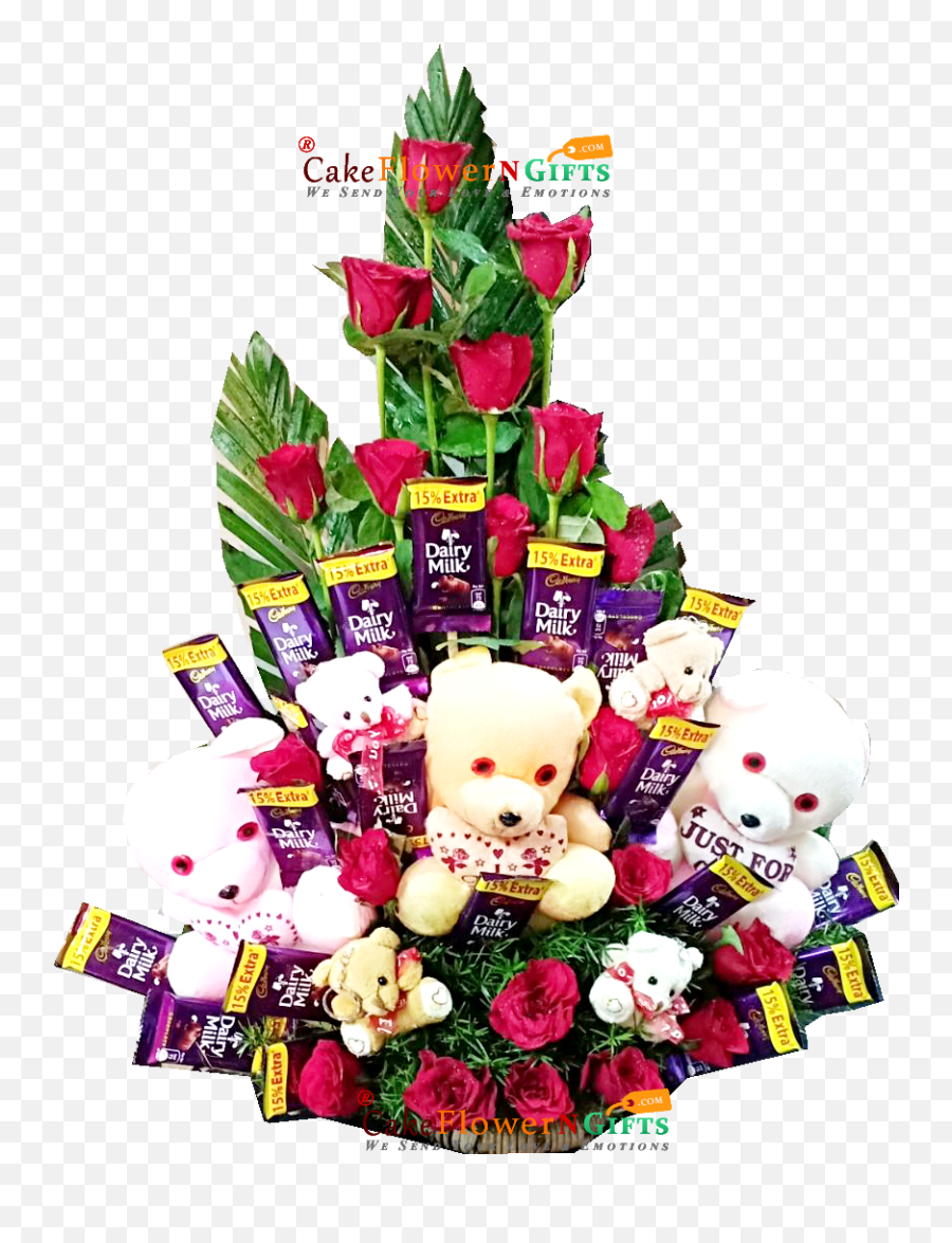 Flower Teddy Chocolate Bouquet Cakeflowerngiftscom - Chocolate Bouquet Png,Bouquet Png