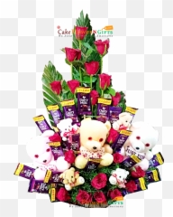 Flower Teddy Chocolate Bouquet Cakeflowerngiftscom - Png