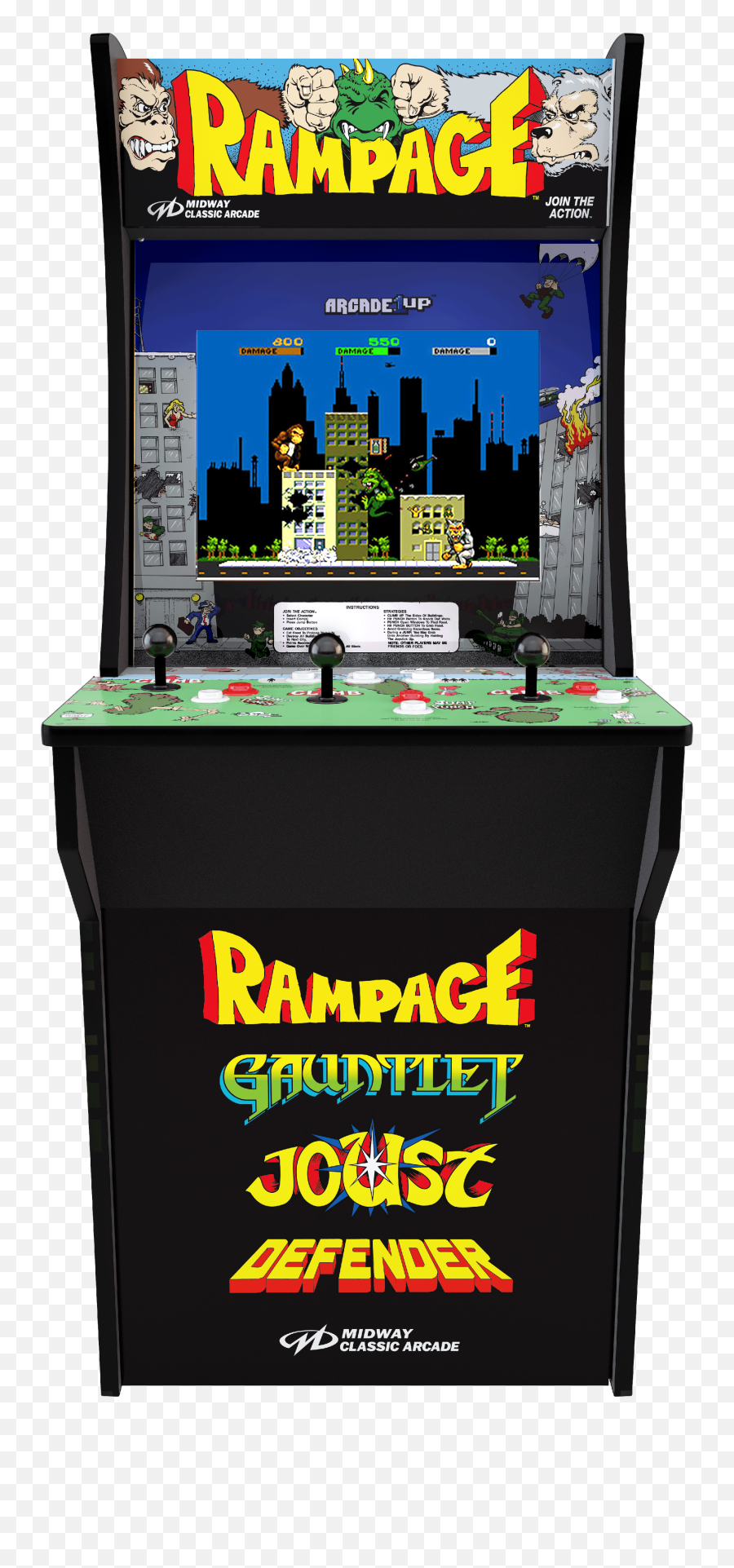 Rampage Arcade Machine Arcade1up 4ft - Rampage Arcade1up Png,Arcade Cabinet Png