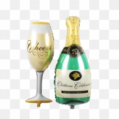 Champagne And Glass Balloon - Bottle Png
