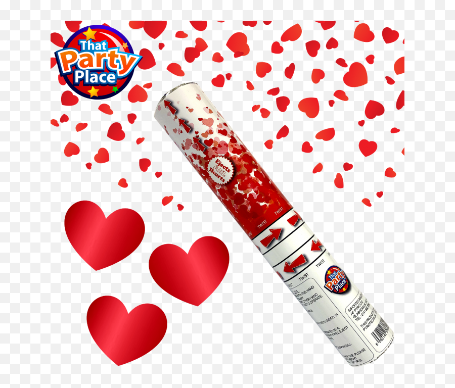 30cm Red Heart Foil Confetti Cannon - Confetti Png,Red Heart Transparent