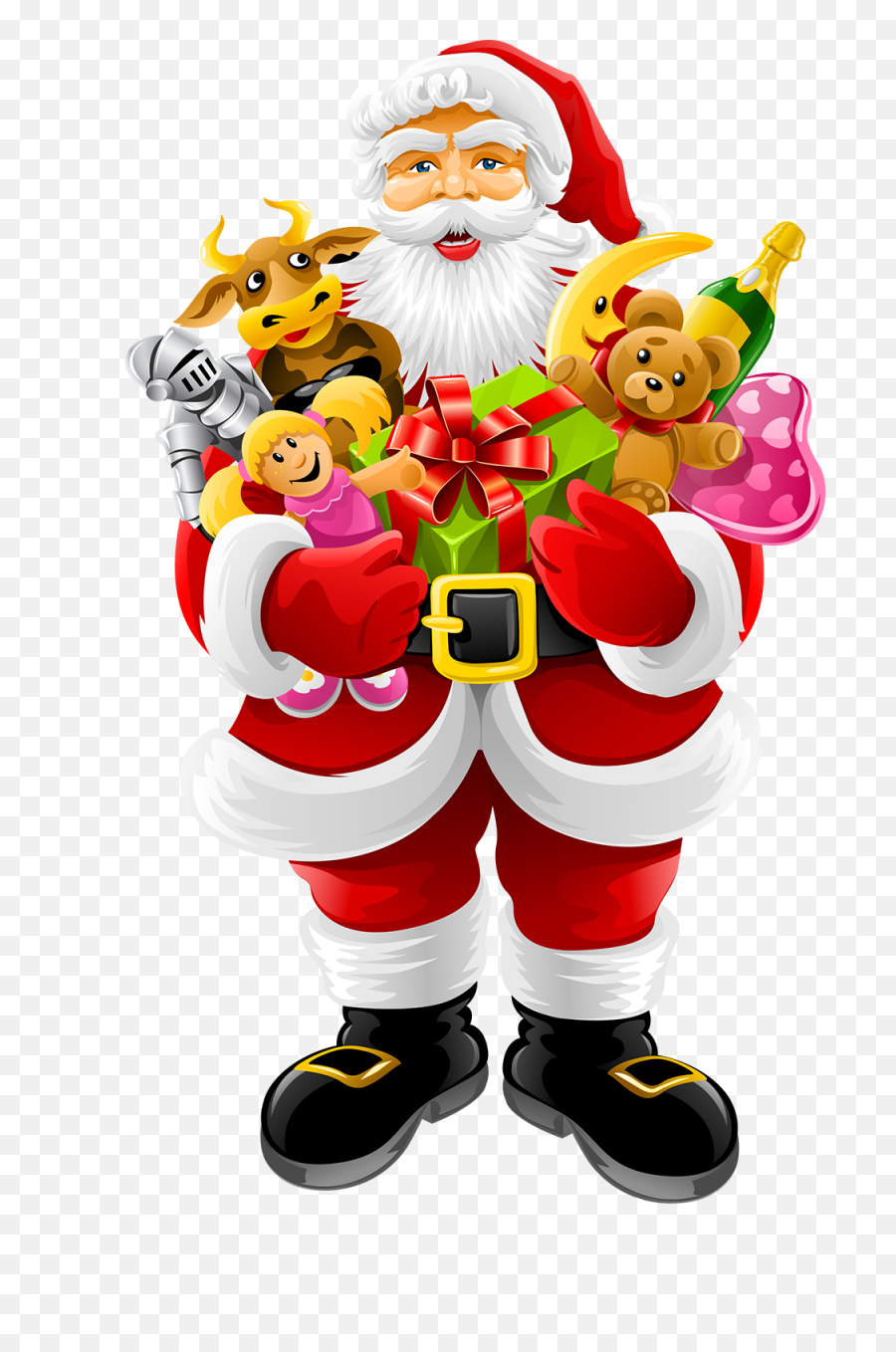 Download Santa Claus Holding Gifts Png Image - Merry Santa Claus Cartoon Holding Gifts,Santa Png Image