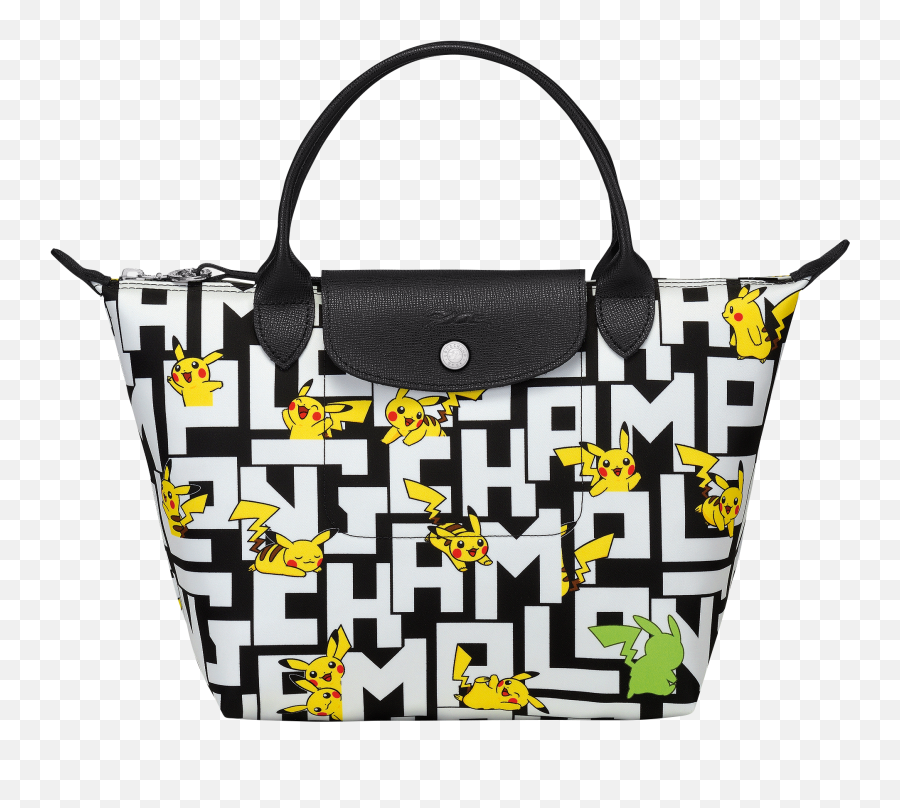 Longchamp X Pokémon Top Handle Bag S - Blackwhite Gateway Arch Png,Pokemon Logo Black And White