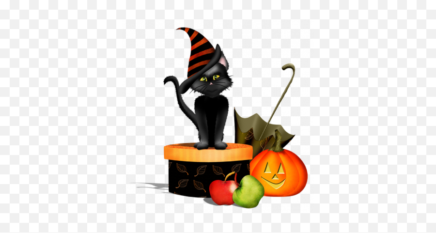 Halloween Black Cat Hat Pumpkin - Gato Preto Halloween Png,Cat In The Hat Transparent