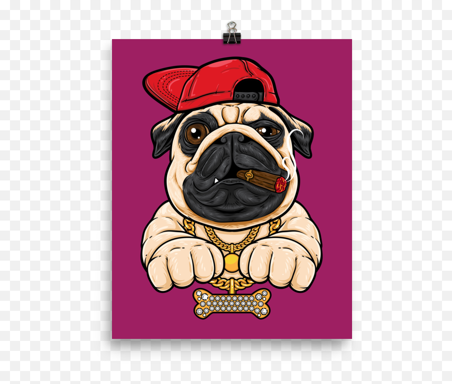 Bling Pug Poster - Bulldog Hip Hop Png,Pug Transparent