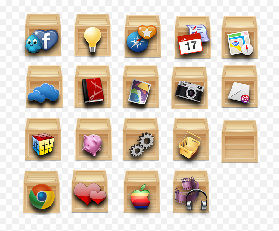 Icon Set Symbol Box Apps - Horizontal Png,Wood Icon Set