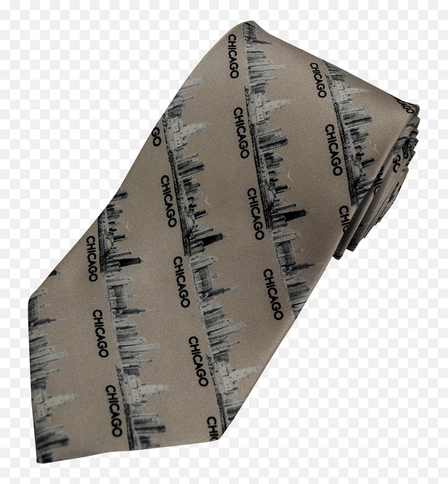 Chicago Collection Pencil Illustration Silk Necktie Light Gray Alesia C - Umbrella Png,Necktie Png