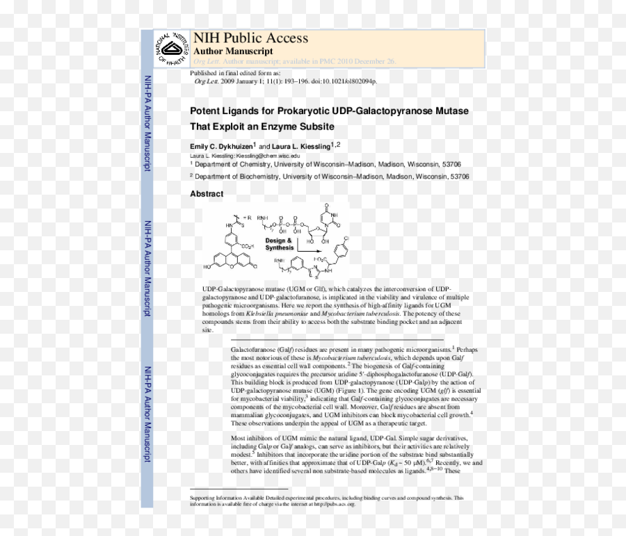 Pdf Potent Ligands For Prokaryotic Udp - Galactopyranose Proof Of Aids Paper Png,Galp Icon