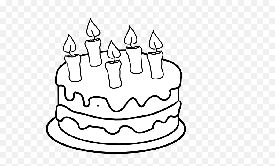 Bday Cake 5 Candles Black And White - Birthday Cake Cartoon Black And White Png,Birthday Cake Clipart Transparent Background
