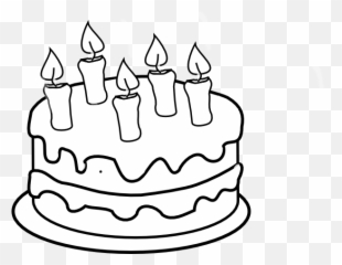 Bday Cake 5 Candles Black And White - Birthday Cake Cartoon Black And White Png,Birthday Cake Clipart Transparent Background