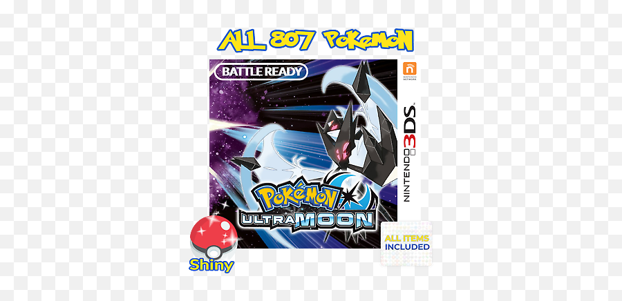 Pokemon Ultra Moon Unlocked All 807 Shiny Battle Ready Nintendo 3ds Ebay - Pokemon Ultra Moon Png,Pokemon Ultra Moon Logo