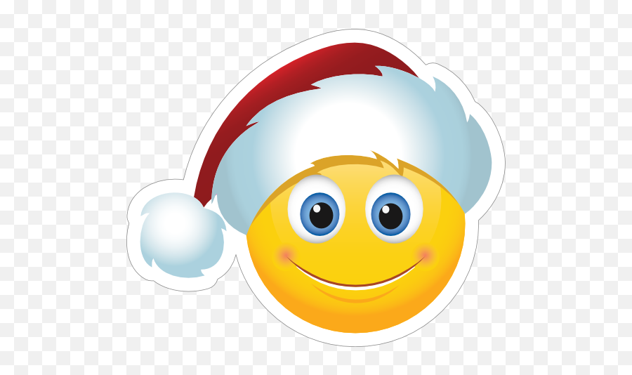 Cute Santa Claus Hat Christmas Emoji Sticker - Emoji With Christmas Hat Png,Dabbing Emoji Png