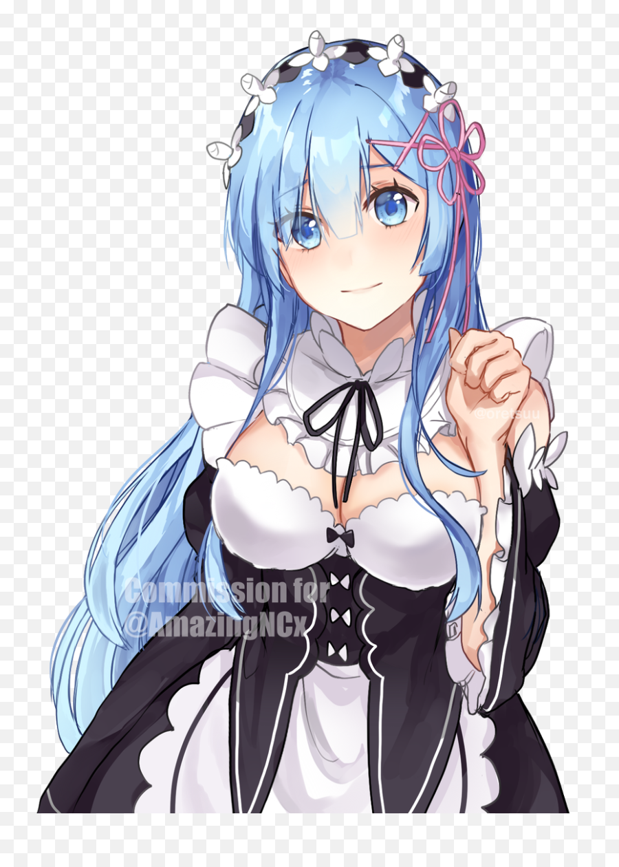 Download Rem With Long Hair Hd Png