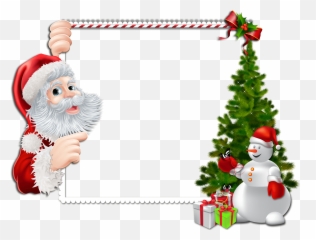 Large Christmas Png Frame With Santa And Snowman Clipart Transparent Background