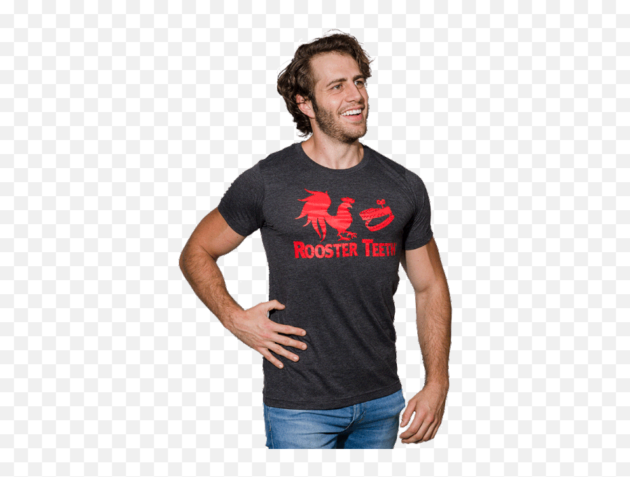 Rooster Teeth Heather Logo T - Shirt Crew Neck Png,Rooster Teeth Logo