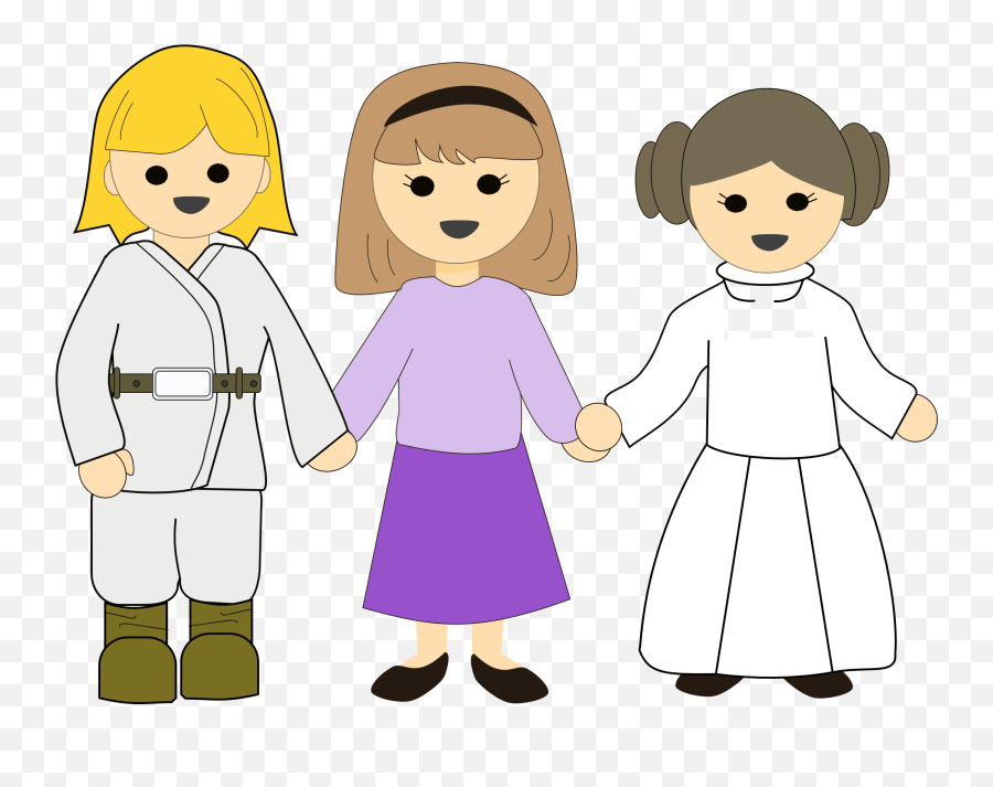 Clipart Of Luke Leia And Girl Holding Hands - Clip Art Png,Hands Holding Png