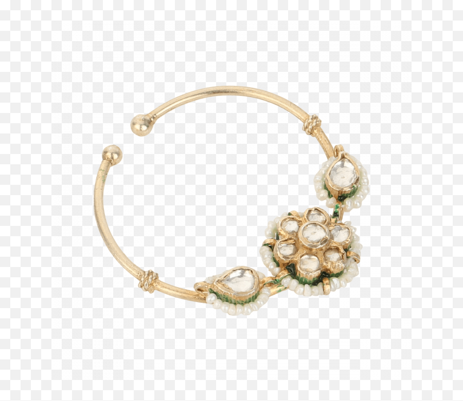 Kaya Gold Plated Kundan Silver Nose Ring - Bracelet Png,Nose Ring Png