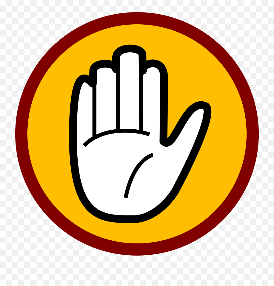 Stop Hand Caution - Stop Hand Sign Yellow Png,Caution Sign Png