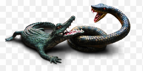 Download Aligator And Snake Prop - Bronze Sculpture Png,Aligator Png