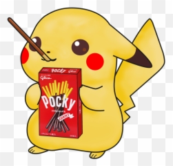 Pikachu Drinking Pocky Chocolate Giant - Chibi Pokemon Pikachu Png,Pocky Png