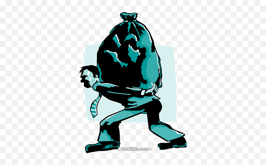 Business Man Carrying Garbage Bag Royalty Free Vector Clip - Guy Carrying Trash Png,Trash Bag Png