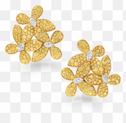 Triple Pavé Butterfly Earrings Yellow And White Diamond Graff - Solid Png,Gold Butterfly Png