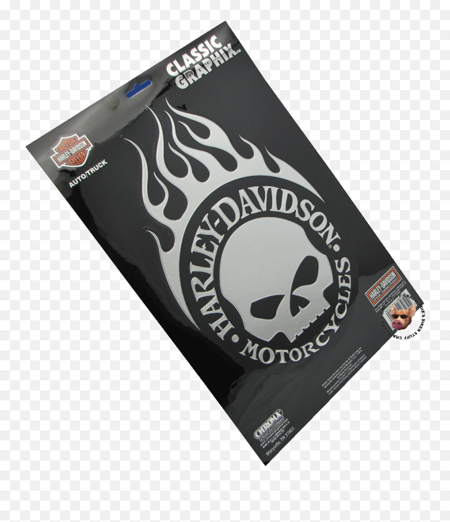Xl Harley Davidson Motorcycle Willie G Skull Chrome Decal - Made In The Usa Language Png,Harley Davidson Logo Stencil