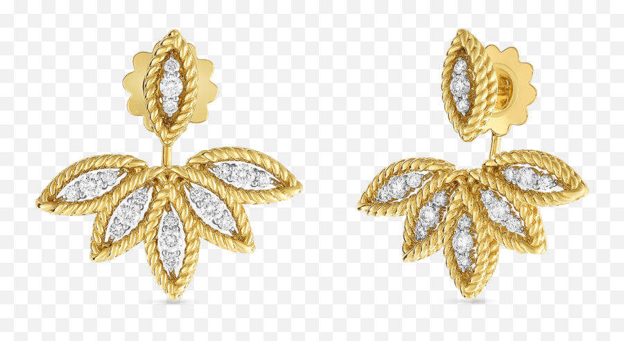 Diamond Stud Earrings With Fan Jacket - Earring With Yellow Diamond Png,Diamond Earring Png