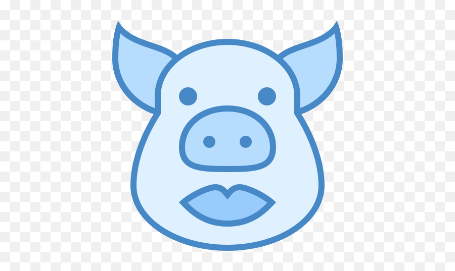 Pig With Lipstick Icon In Blue Ui Style - Porco Azul Png,Pig Icon