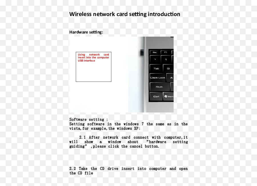 Doc Wireless Network Card Setting Introduction Hardware - Vertical Png,Usb Icon Vista