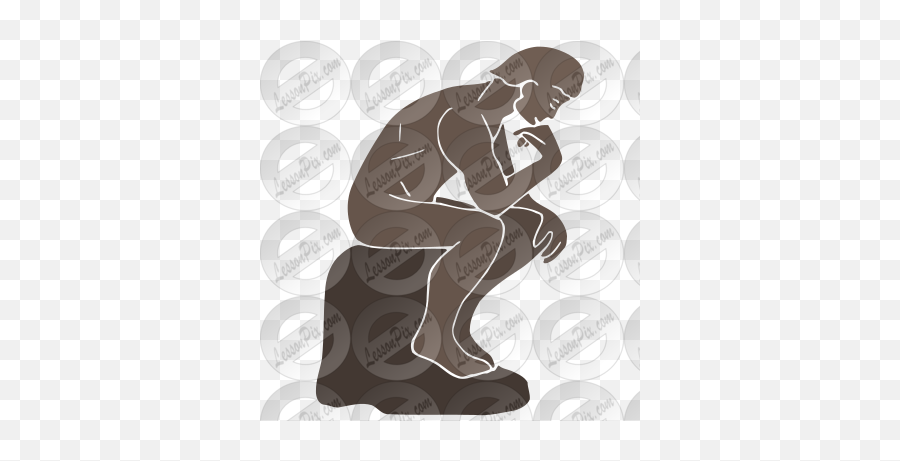 Thinker Stencil For Classroom Therapy Use - Great Thinker Kneeling Png,The Thinker Icon