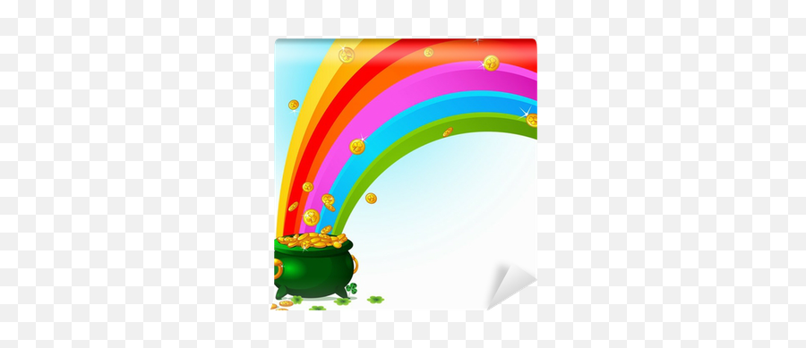 Wall Mural Pot Of Gold And Rainbow - Pixersus Pot Of Gold Rainbow Animated Png,Pot Of Gold Icon