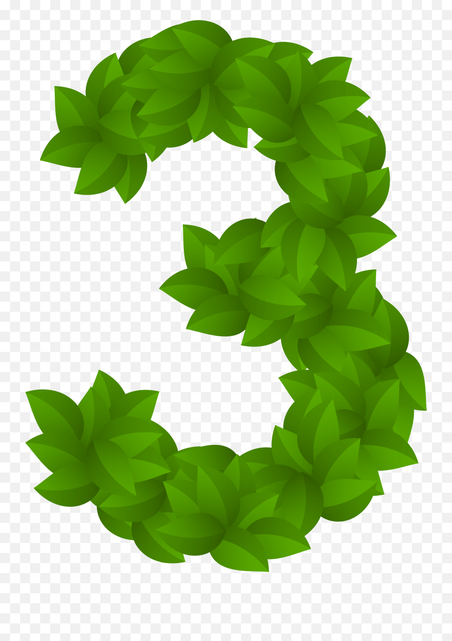 Leaves Png - Green Leaves Numbers With Leaves Png Clipart Green Number 3,Leaves Clipart Png