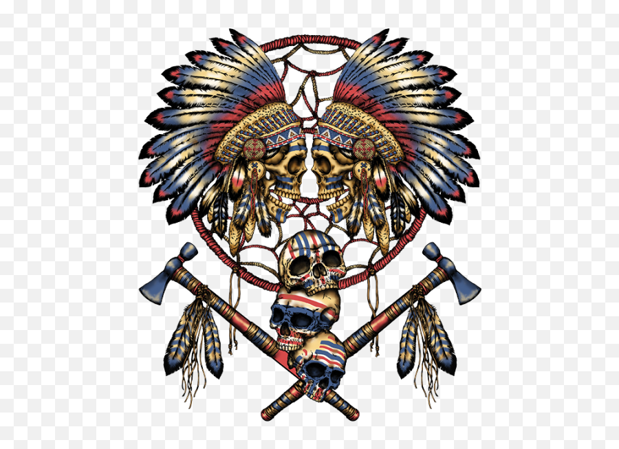 Two Skulls The Wild - American Indian Skull Png Full Size Dream Catcher Native American Clipart,Skull Png