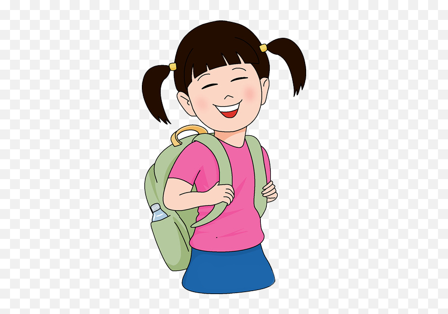 Download School Girl Clipart Png - School Girl With Bag Clipart,Girl Clipart Png
