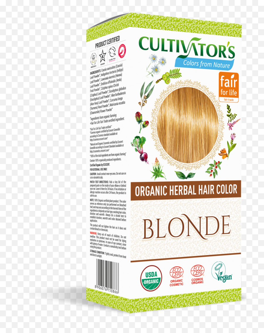 Cultivatoru0027s Organic Herbal Blonde Hair Color 4x25g - Cultivators Organic Herbal Hair Color Wine Red Png,Blonde Hair Png