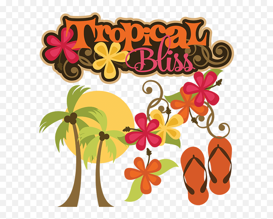Beach - Cute Tropical Clipart Png Download Full Size Summer Flip Flop Clipart,Thanksgiving Border Png