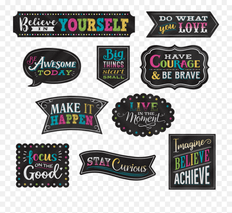 Clingy Thingies Chalkboard Brights Positive Sayings Accents - Chalkboard Brights Png,Png Sayings