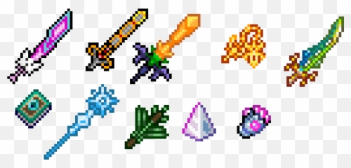 Line Art Pixel Terraria Free Clipart Hq - Swords png