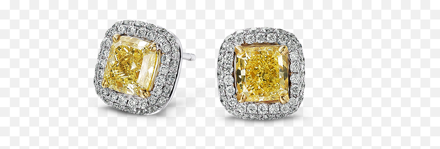 Claw Set Fancy Yellow Diamond Earrings Shimansky - Yellow Diamond Cushion Cut Earrings Studs Png,Yellow Diamond Png