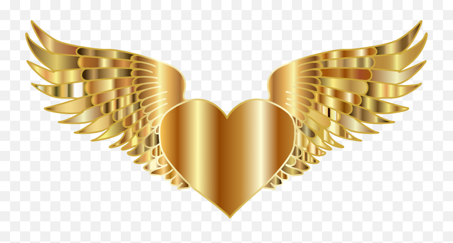 Heart Wings Flying - Transparent Gold Angel Wings Png,Gold Wings Png