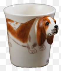 Accusative Dog Shaped Ceramic Mug In 3d Bichon Frise - Basset Hound png