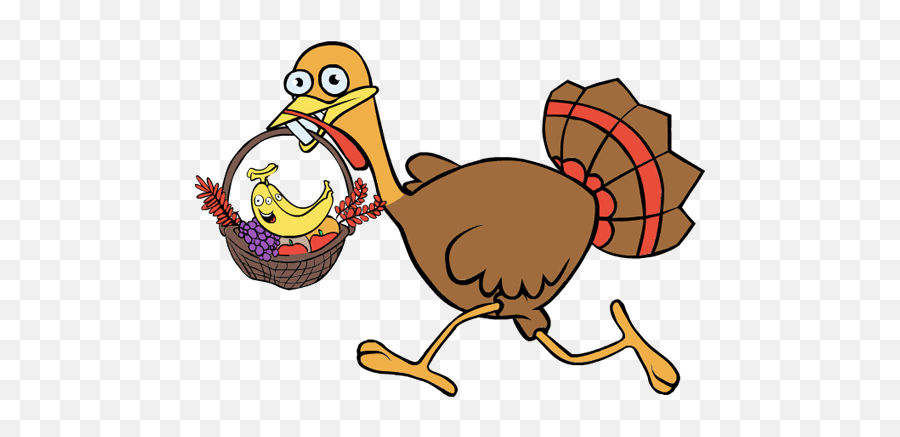 Clip Art Thanksgiving Turkey Fruit - Transparent Turkey Running Png,Turkey Clipart Transparent Background