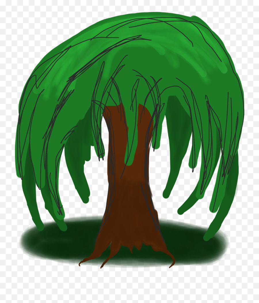 Download Hd Weeping Willow Tree Clipart - Willow Tree Cartoon Drawing Png,Weeping Willow Png
