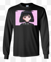 Download Hd Sad Girl Retro Japanese Anime Vaporwave Apparel - Anime Girl Graphic Tee Png,Sad Girl Png