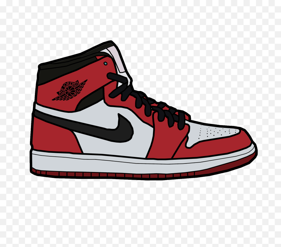 Sneaker Cartoon Png 5 Image - Air Jordan 1 Drawing,Cartoon Shoes Png