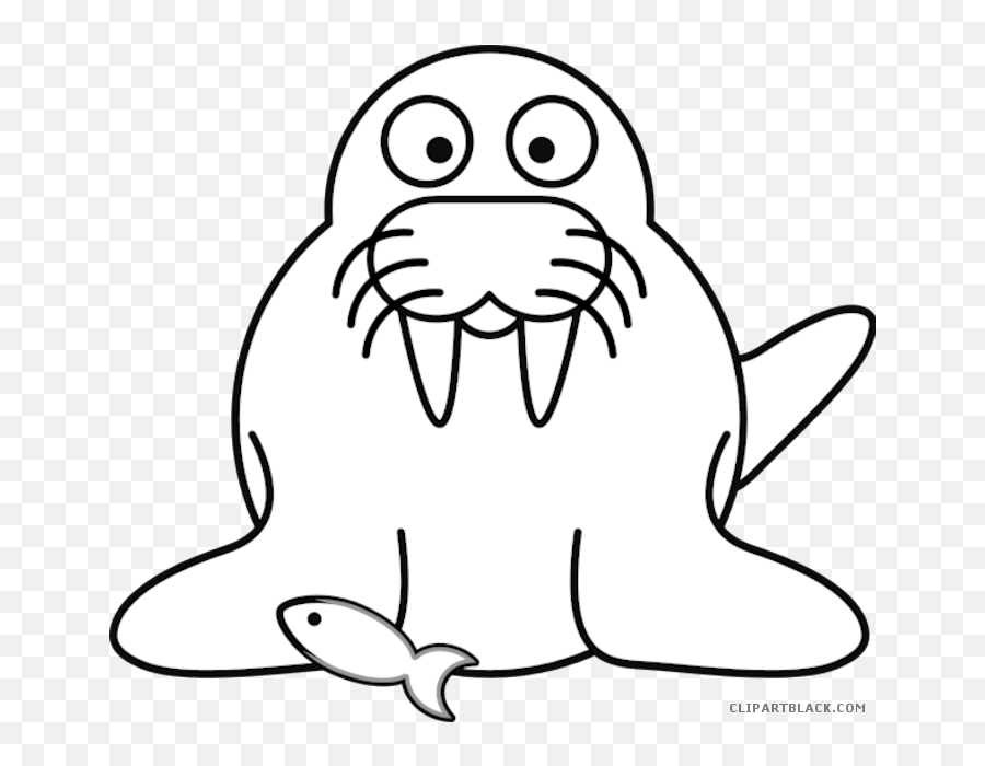Walrus Clipart Black And White - Cartoon Walrus Png Outline Of A Walrus,Walrus Png