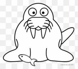 Walrus Clipart Black And White - Cartoon Walrus Png Outline Of A Walrus,Walrus Png